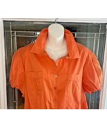 Ashley Stewart Shirt Women&#39;s Size 18 Orange Short Sleeve Classic Button-Up - $10.84