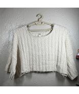 Free People Crop Kimono Sweater Crop Cream Round Neck Wool Blend Knit Si... - $46.27 CAD
