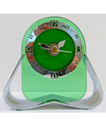 Smiths Art Deco 1930s Chrome and Green Glass Table Clock - €156,57 EUR