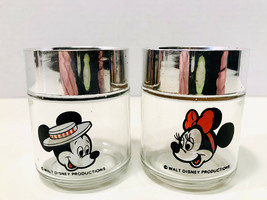 Vintage 1990’s Walt Disney Mickey And Minnie Glass Salt And Pepper Shaker Set - £8.65 GBP