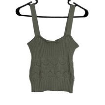 LULUS GREEN CROCHET POINTELLE KNIT CROP TANK TOP WOMEN SIZE LARGE COTTON... - $15.70