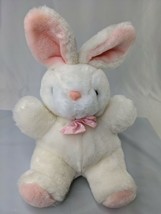 Walmart White Rabbit Plush Bunny 11 Inch Pink Ears Feet Bow Stuffed Animal Toy - £18.52 GBP