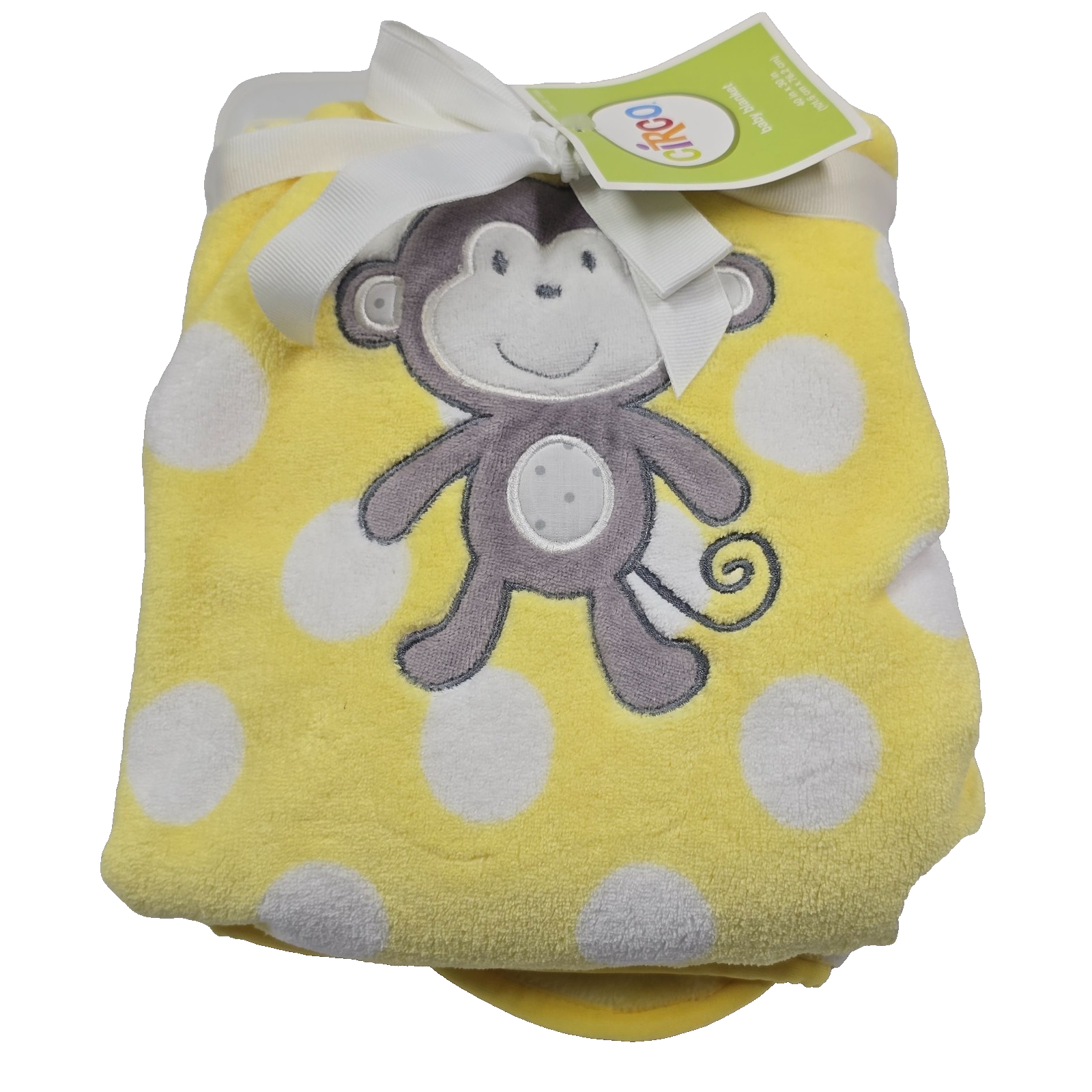 Circo Target Yellow Circle Large Polka Dot Gray Monkey Baby Blanket NEW NWT - $19.79
