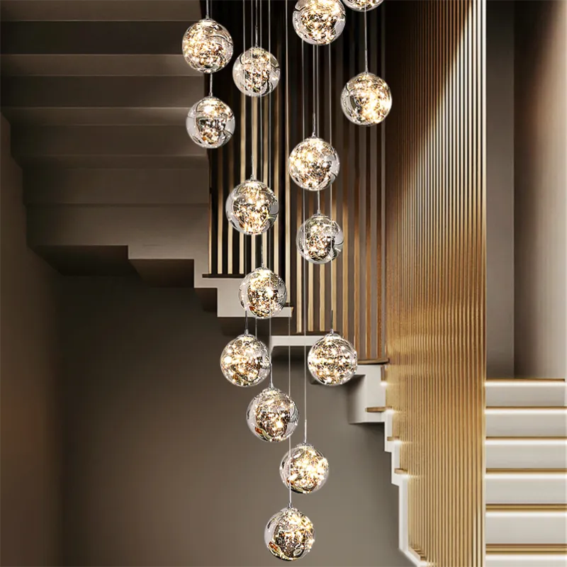 Modern spiral staircase lighting chandelier long chandelier living room ... - $89.84+