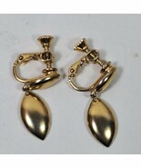 Vintage Napier Screw Back Earrings Gold Tone 1 Inch Drop Dangle - $23.44 CAD