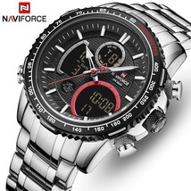 Naviforce Brand Watch Men Stainless Steel Band Waterproof Quartz Wristwatch Big - £45.67 GBP+