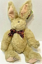 Vintage 96 Mary Meyer Gingersnap Plush Jointed Easter Bunny Plaid Bow 15 In Tag - $15.57
