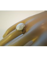 Sterling Silver Vermeil Ring White Oval Stone 18mm High Size 6 Open Work... - $665.05 MXN