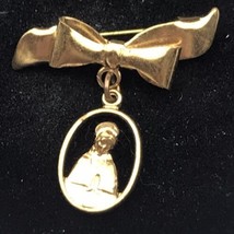 Mother Mary Virgin Catholic Pin Dangle Bow Christian Medal - $12.00