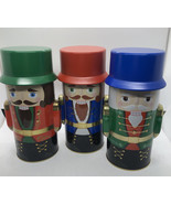 Lot 3 Decorative Christmas Nutcrackers 8&quot; Metal Tin Hat Lid Container Ca... - €21,76 EUR