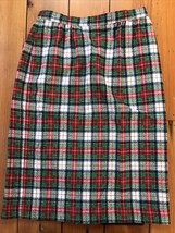 Vintage Pendleton Petite Wool Red Green Tartan Plaid Pencil Skirt 8 USA 28&quot; S - £31.46 GBP