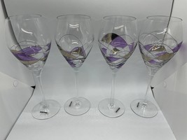 stunning set of 4 Romanian stained glass crystal wine glasses. - £67.73 GBP