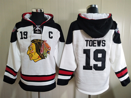 Jonathan Toews #19 Chicago Blackhawks White Lace-Up Pullover Hoodie - £59.81 GBP