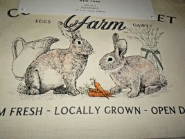 New Set 4 Bunny Farm Placemats 13&quot; X 19&quot; Isaac Mizrahi Cotton Beige Black - £24.96 GBP
