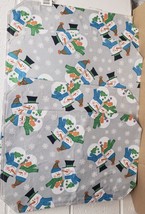 Set Of 4 Same Fabric Placemats 12&quot;x18&quot;,CHRISTMAS,SNOWMEN &amp; Snowflakes On Grey,Bh - £14.07 GBP