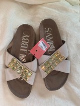 NWT Sam &amp; Libby&#39;s White Jeweled Crossover Slide Sandals Size 7  - £22.57 GBP