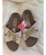 NWT Sam &amp; Libby&#39;s White Jeweled Crossover Slide Sandals Size 7  - £22.68 GBP