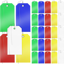 Plastic Shipping Tags with Wire, 100 Sets 5 Colors Metal Eyelet Large Waterproof - £16.43 GBP