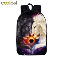 Cool Galaxy Lion BackpaDay Night wolf Backpack For Teenage Boys Girls Student Sc - £25.40 GBP