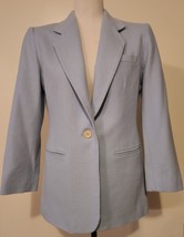 Womens LANDS END Jacket Coat Blazer Soft Baby Blue Lined Wool/Cashmere Size 8P - £19.95 GBP