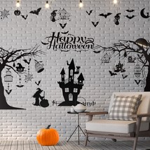 3 Sheets Halloween Wall Decals Tall Halloween Home Wall Decal Bats Ancient Castl - £12.86 GBP