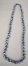 Chinese Necklace Blue White Porcelain Bead Birds Gold Sterling Silver Clasp - £85.67 GBP