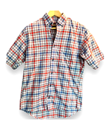 Cabela&#39;s Mens S Plaid Short Sleeve Button-up Shirt | Red, White, and Blu... - £29.34 GBP