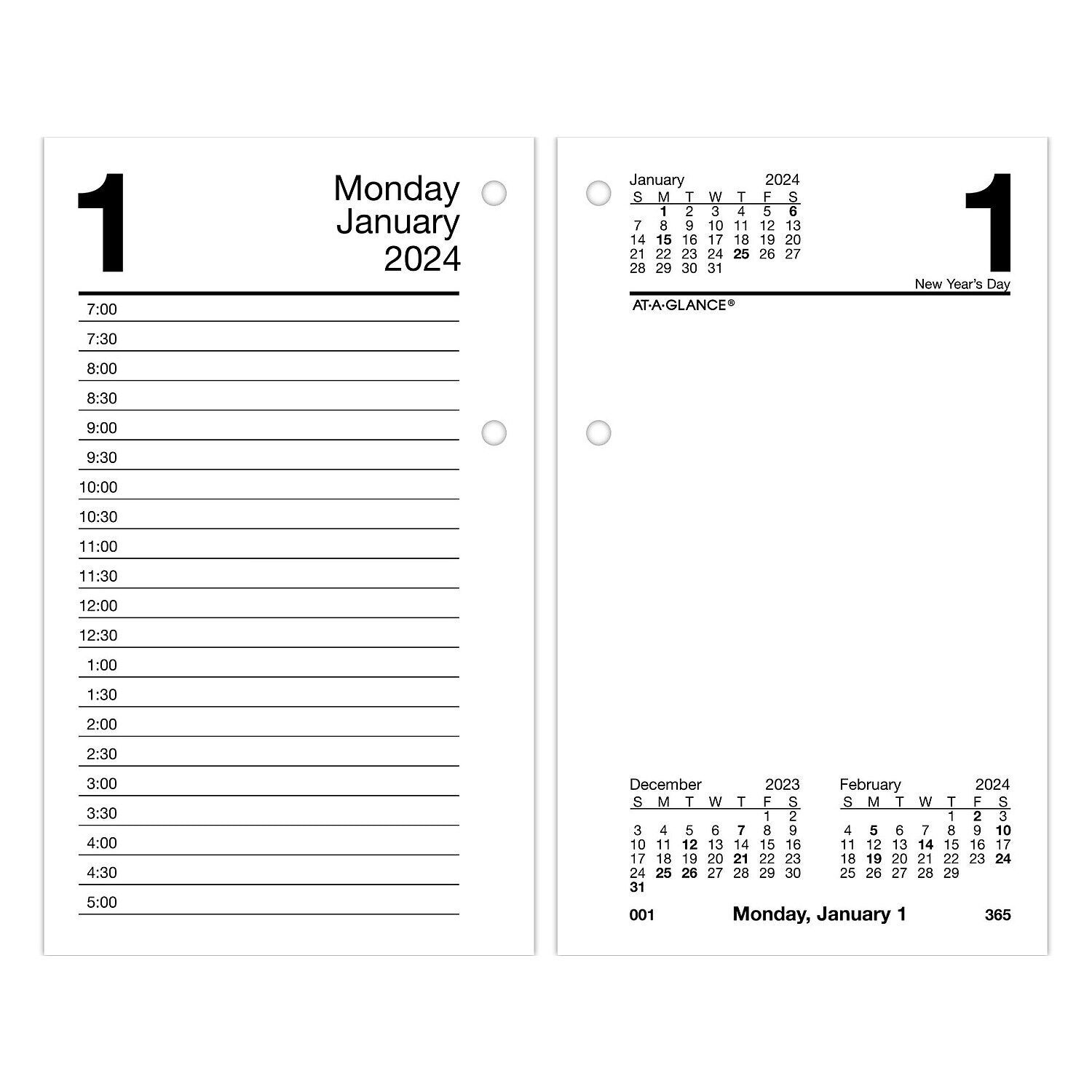 2024 AT-A-GLANCE 6" x 3.5" Daily Desk Calendar Refill White/Black (E717-50-24) - $19.99