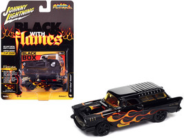 1957 Chevrolet Nomad Black Box Black w Red &amp; Yellow Flames Black w Flame... - £15.26 GBP