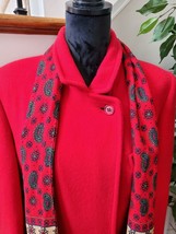 Vintage Central Park Women&#39;s Solid Red Long Sleeve Double Breasted Buttons  Coat - £86.50 GBP