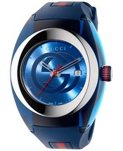 Gucci YA137104 Blue Dial Rubber Strap Unisex watch - £303.74 GBP