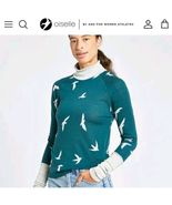NWT Oiselle Wool Jacquard Mock Neck Long Sleeve Women&#39;s 8 M  Sweater bir... - €68,57 EUR