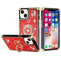 Passion Square Hearts Diamond Glitter Case Good Luck Floral Red For iPhone 11 - £6.84 GBP