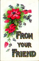 Large Letter Floral Greetings From Your Friend Embossed UNP DB Postcard E4 - £7.68 GBP