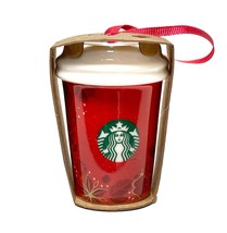 Starbucks Red Mermaid Logo Hanging Ceramic Ornament Coffee To go Solo Cu... - $13.26