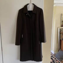 Marisa Minicucci Dark Brown Long Button Down coat  sz 8 Acetate Lined - £64.25 GBP