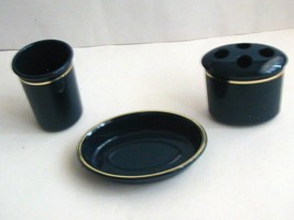 Plastic Navy Blue Bathroom Set Soap Dish /Toothbrush Holder /Cup - £5.14 GBP