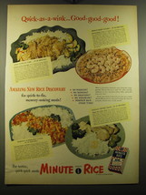 1950 Minute Rice Ad - recipes for: Chicken and Rice Hawaiian, Seafood Skillet - £14.54 GBP