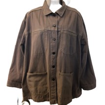 Vintage Street Wear Women&#39;s Brown Denim Duster Coat Jacket Medium Casual  - £27.13 GBP