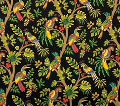 Mill Creek Tailfeather Fresco Black Forest Bird Vine Outdoor Fabric By Yard 54&quot;W - £7.42 GBP
