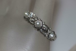 Judith Ripka Sterling Silver Cultured Freshwater Pearls 3-Stone Ring Size 9.5 - $51.38