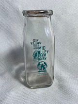 Vtg Mid Valley Farm Dairy Half Pint Clear Glass Dairy Bottle W/ Wayside Farm Cap - £24.08 GBP
