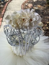 BABY GIRL IVORY FULL TUTU W/ LACE BODICE, PEARLS AND STRETCHY HEADBAND - $645.43 MXN