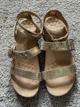 Vionic Womens Elnora TVW4932 Gold Open Toe Flat Ankle Strap Sandals Size 9 - £24.08 GBP