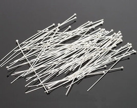 Head Pins Ball Head Pins Shiny Silver Head Pins 50mm 25 pieces Headpins - £0.99 GBP