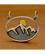 Silver Oval Mountain Pendant with Bronze Sun 18x20mm - $69.42 CAD
