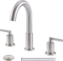 Kingo Home Widespread 3 Hole Bathroom Faucet Brushed Nickel, Modern 8 In... - £41.46 GBP