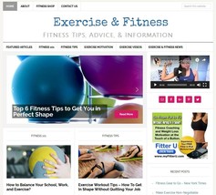 EXERCISE &amp; FITNESS TIPS affiliate website for sale w/ DAILY AUTO CONTENT - £72.41 GBP