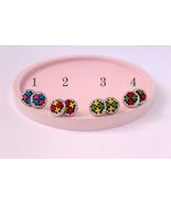 Embroidery Stud Earrings, Cross Stitch Ethnic Earrings, Modern Earrings - $21.00