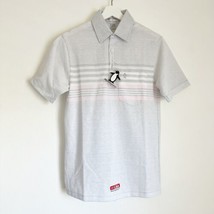 NWT Vintage Munsingwear Men’s Striped Polo Shirt Gray Pink White Penguin S - £26.32 GBP